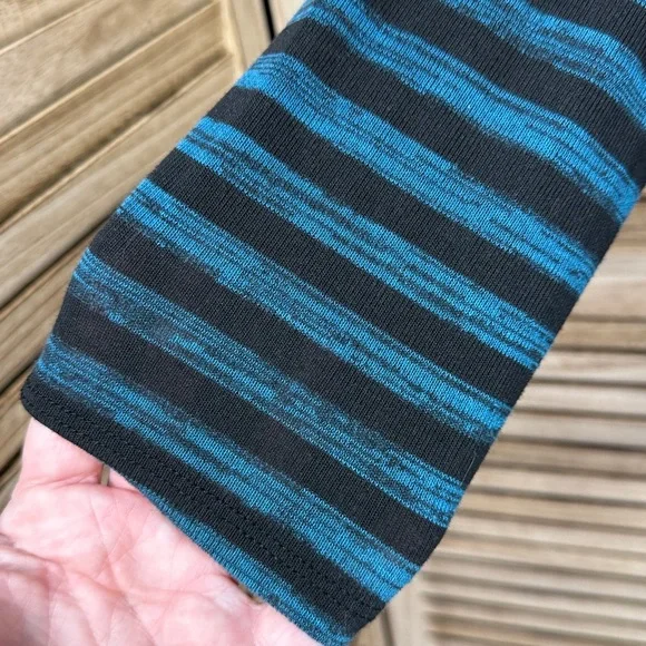 New Direction Woman Striped Black and Blue Women's Long Sleeve Top Size 2X - Picture 2 of 9